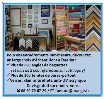 Large choix d'échantillons à l'atelier pour vos encadrements sur mesure - devis sur rendez-vous